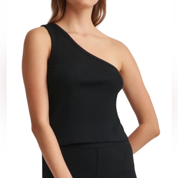 skin worldwide Tops - Skin Worldwide Ingeborg Black Ribbed Tank One Shoulder NWT Size 1/Small